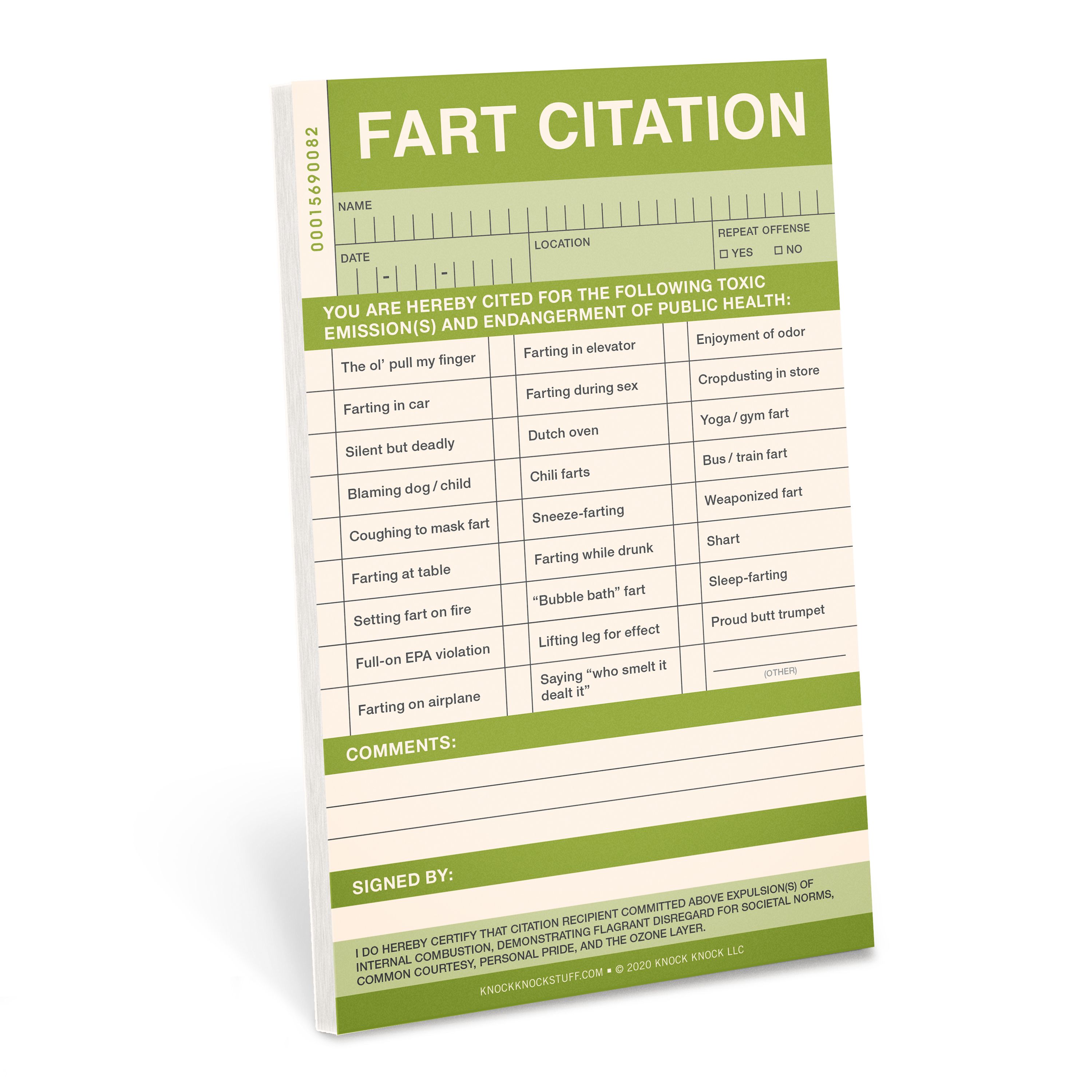Knock Knock Fart Sticky Citation Pad By Knock Knock 9781683492528