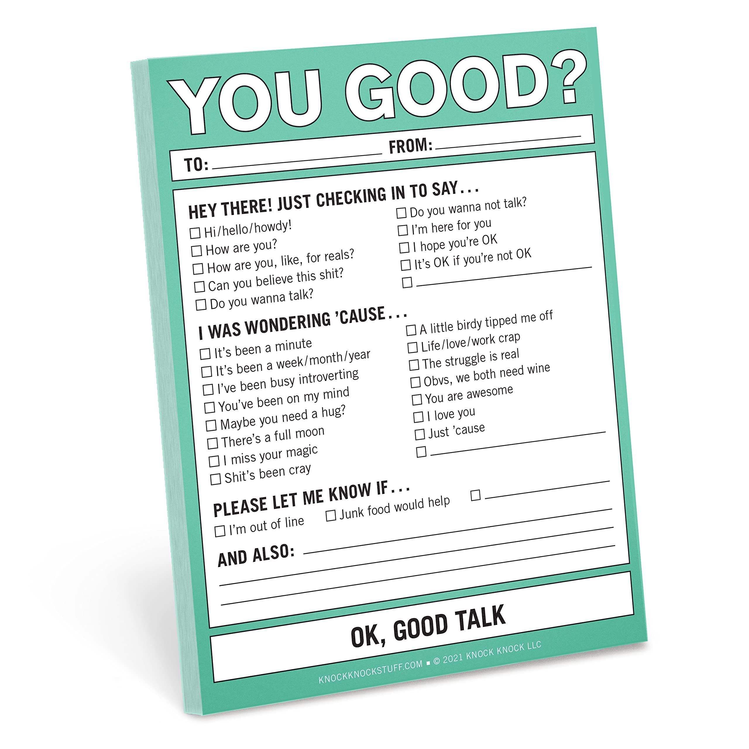 Knock Knock You Good? Nifty Note Pad By Knock Knock 9781683493587