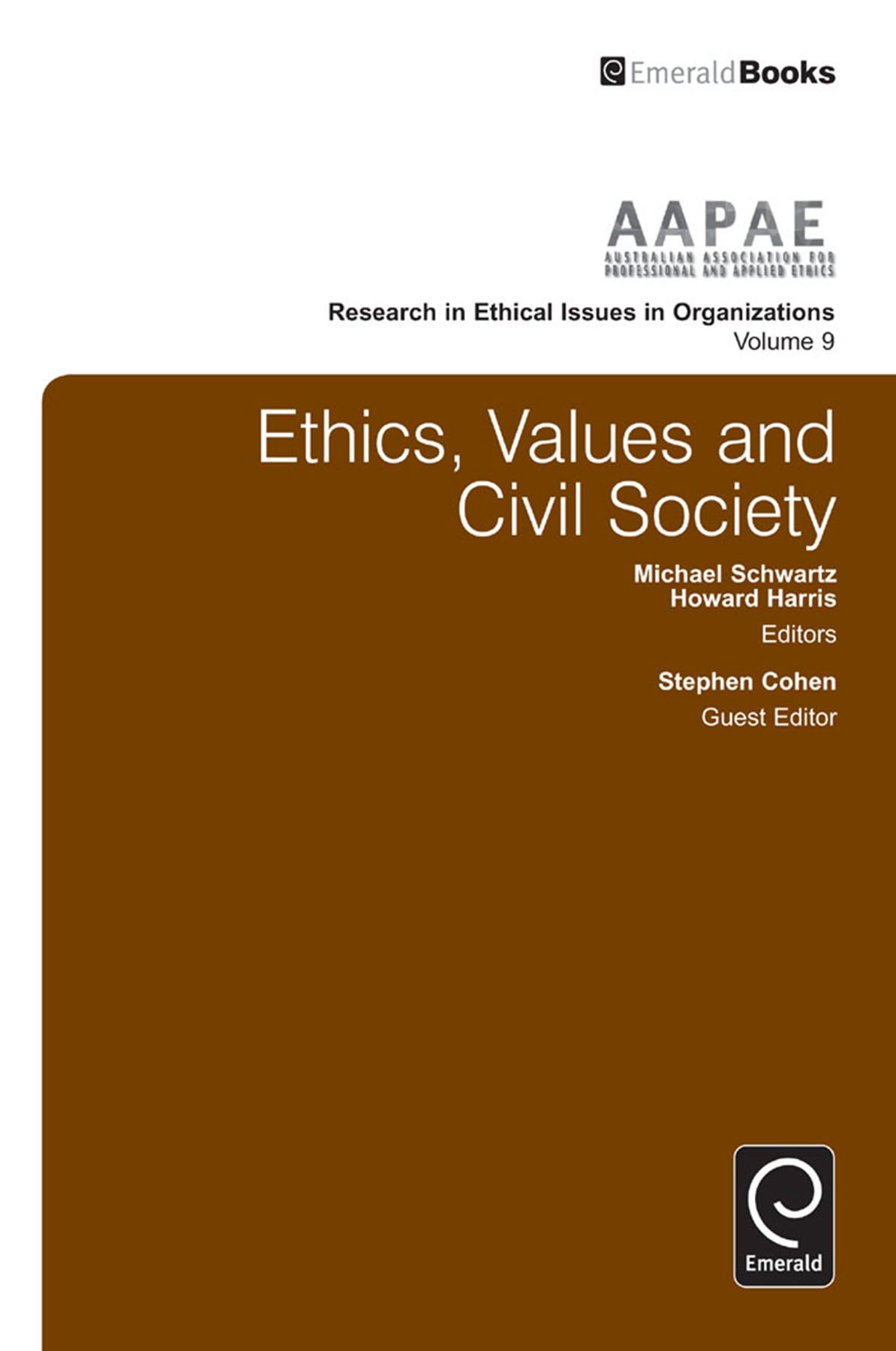 Ethics, Values and Civil Society By Stephen Cohen 9781781907689
