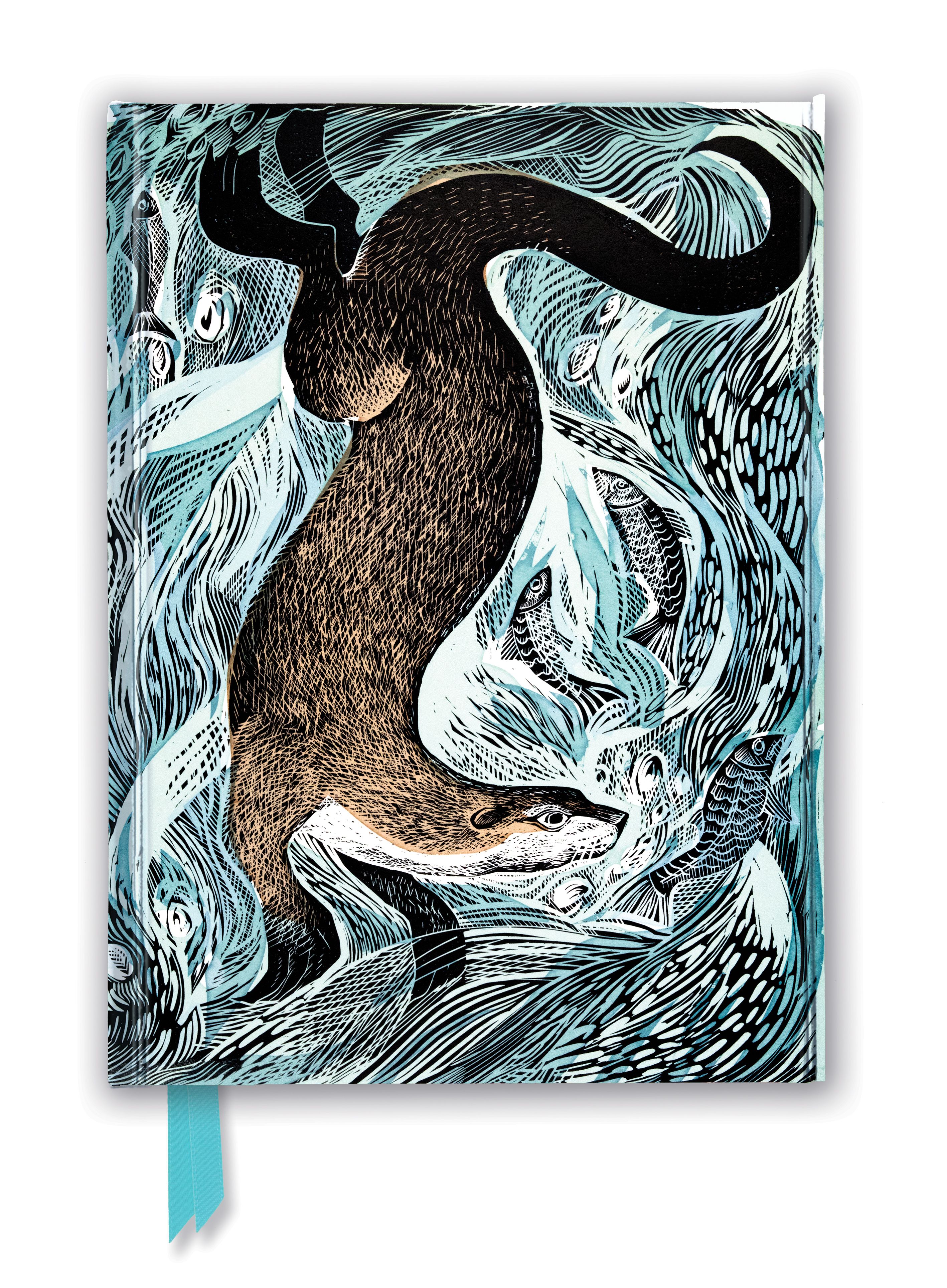 Angela Harding: Fishing Otter (Foiled Journal) By Flame Tree Studio