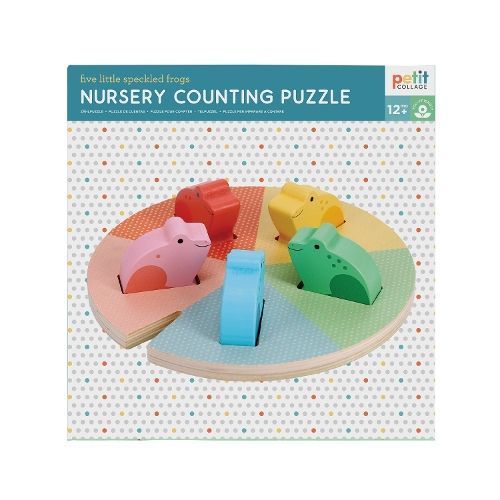 Nursery Counting Puzzle: Five Little Speckled Frogs By Petit Collage