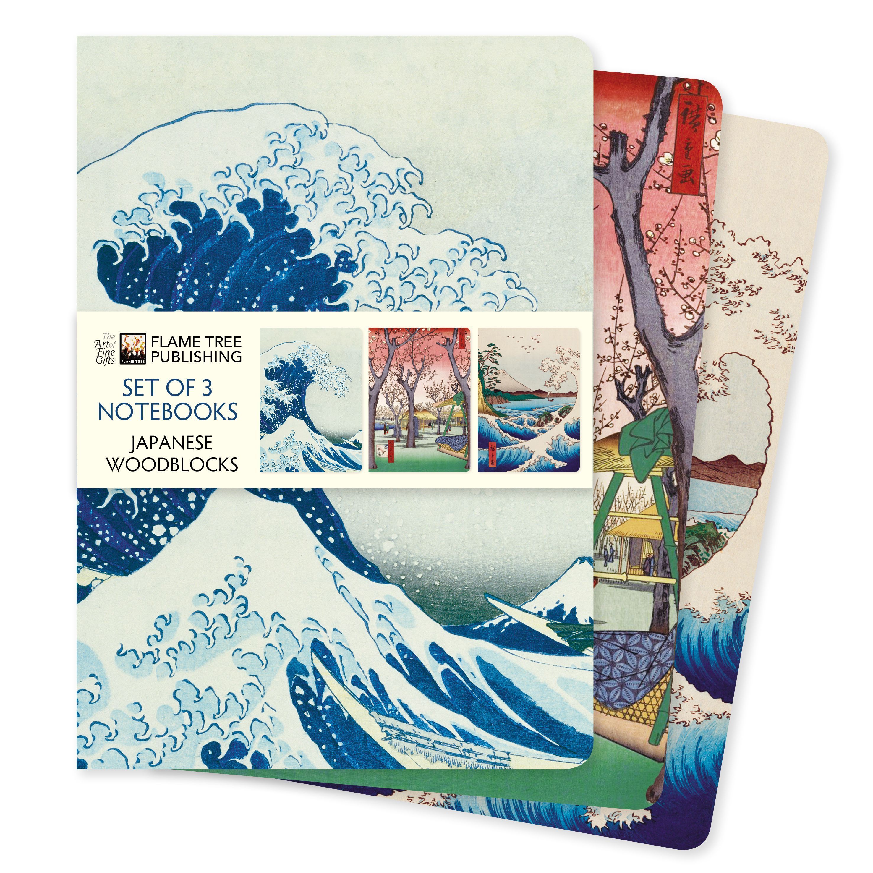 Japanese Woodblocks Set of 3 Standard Notebooks By Flame Tree Studio
