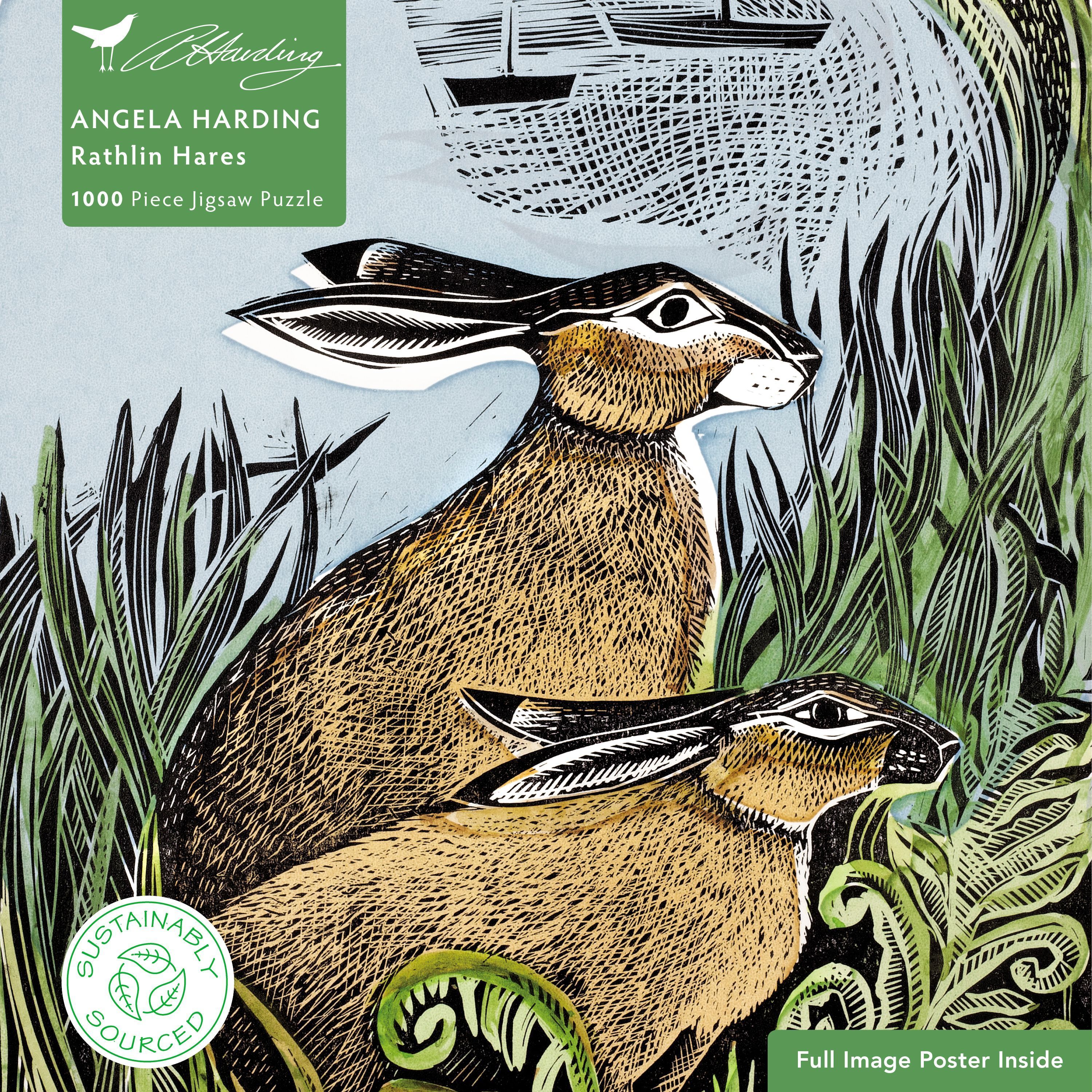 Adult Sustainable Jigsaw Puzzle Angela Harding: Rathlin Hares ()