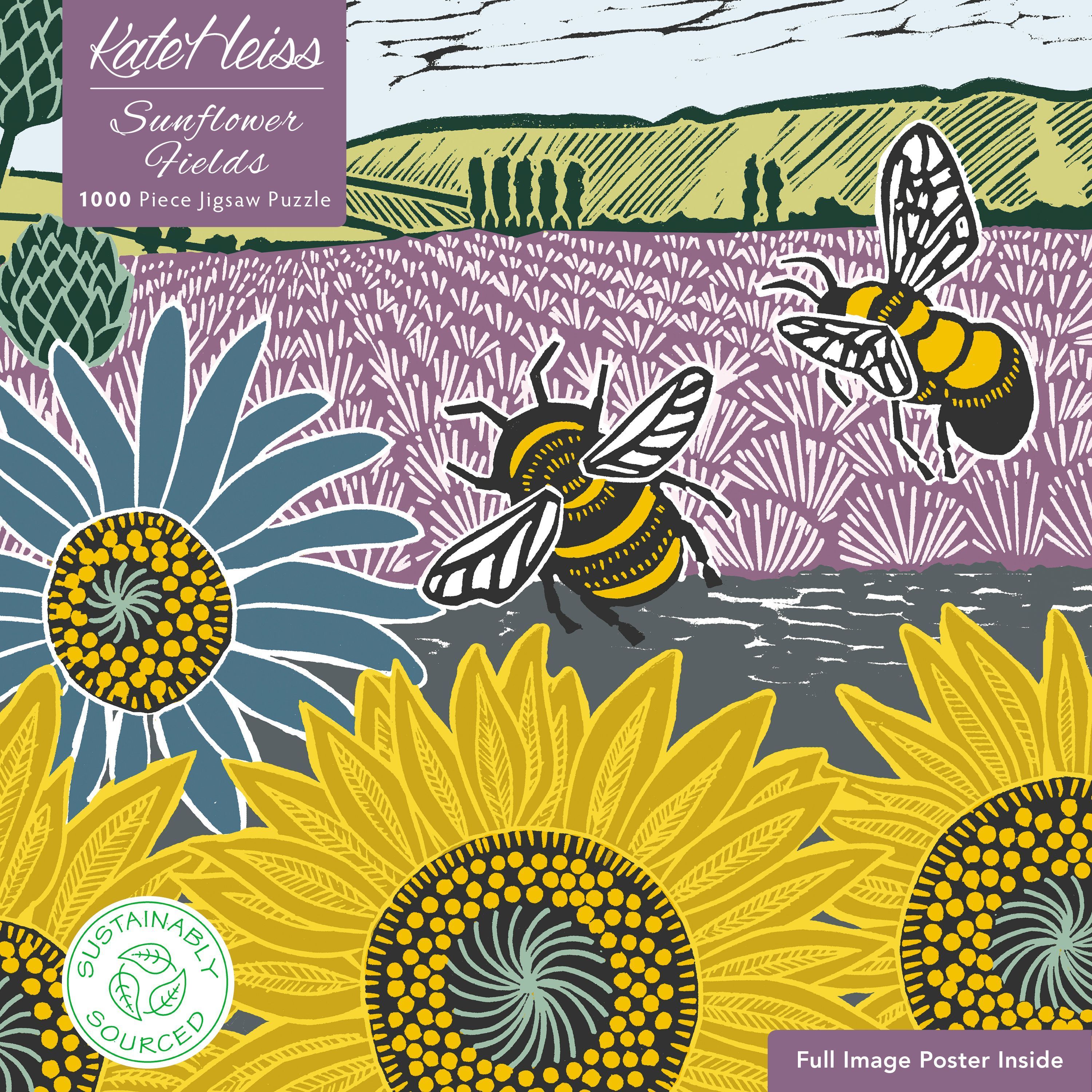 Adult Sustainable Jigsaw Puzzle Kate Heiss: Sunflower Fields ()