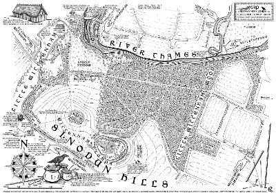 Map of Wittenham Clumps and Little Wittenham Wood showing footpaths and archaeological features. Together with the narrative poem 'The Money Pit ...