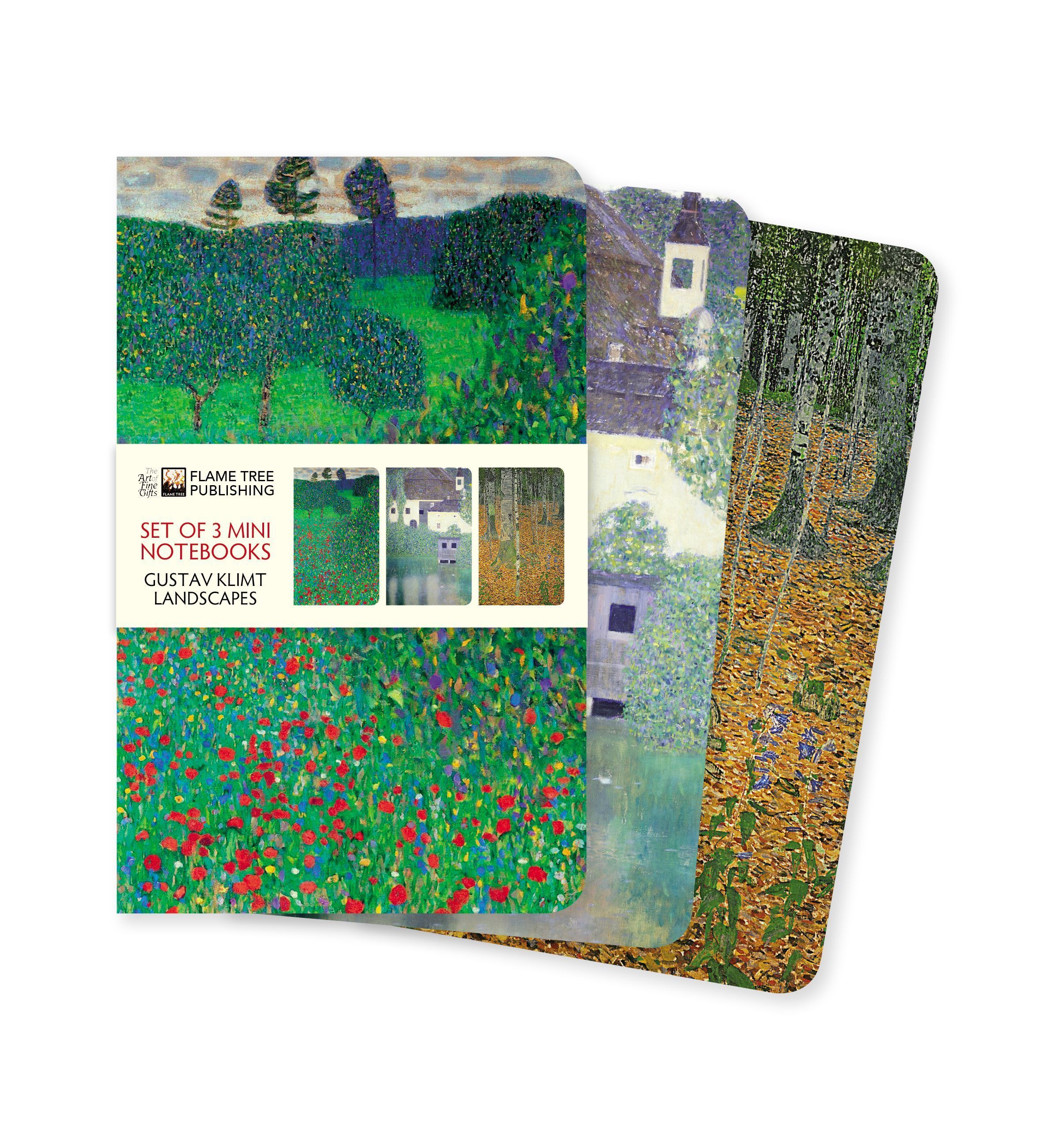 Klimt Landscapes Set of 3 Mini Notebooks By Flame Tree Studio