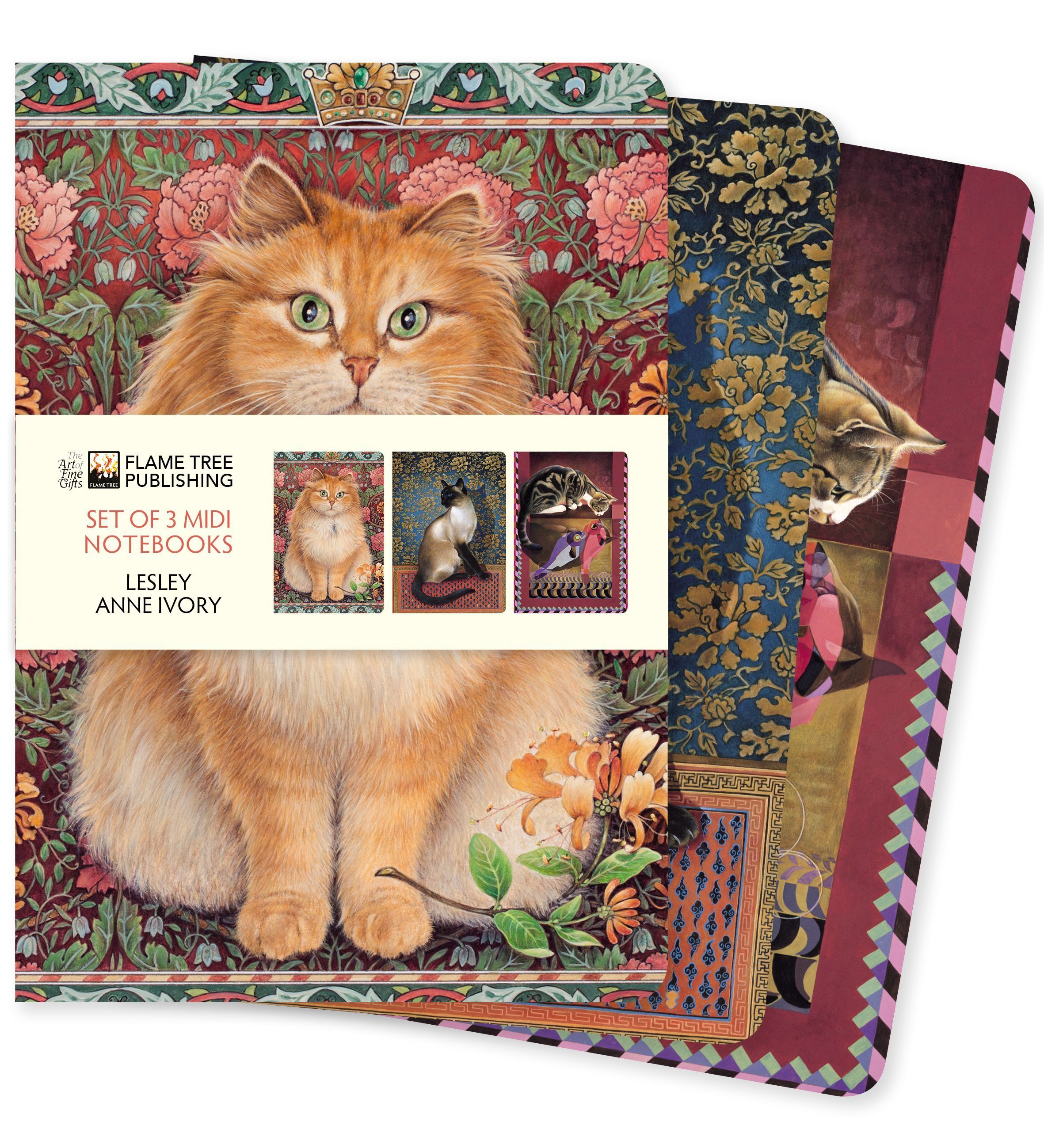 Lesley Anne Ivory Set of 3 Midi Notebooks By Flame Tree Studio