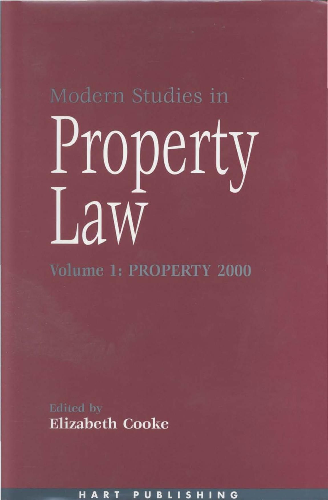 Modern Studies in Property Law. Vol. 1 Property 2000 9781841131252