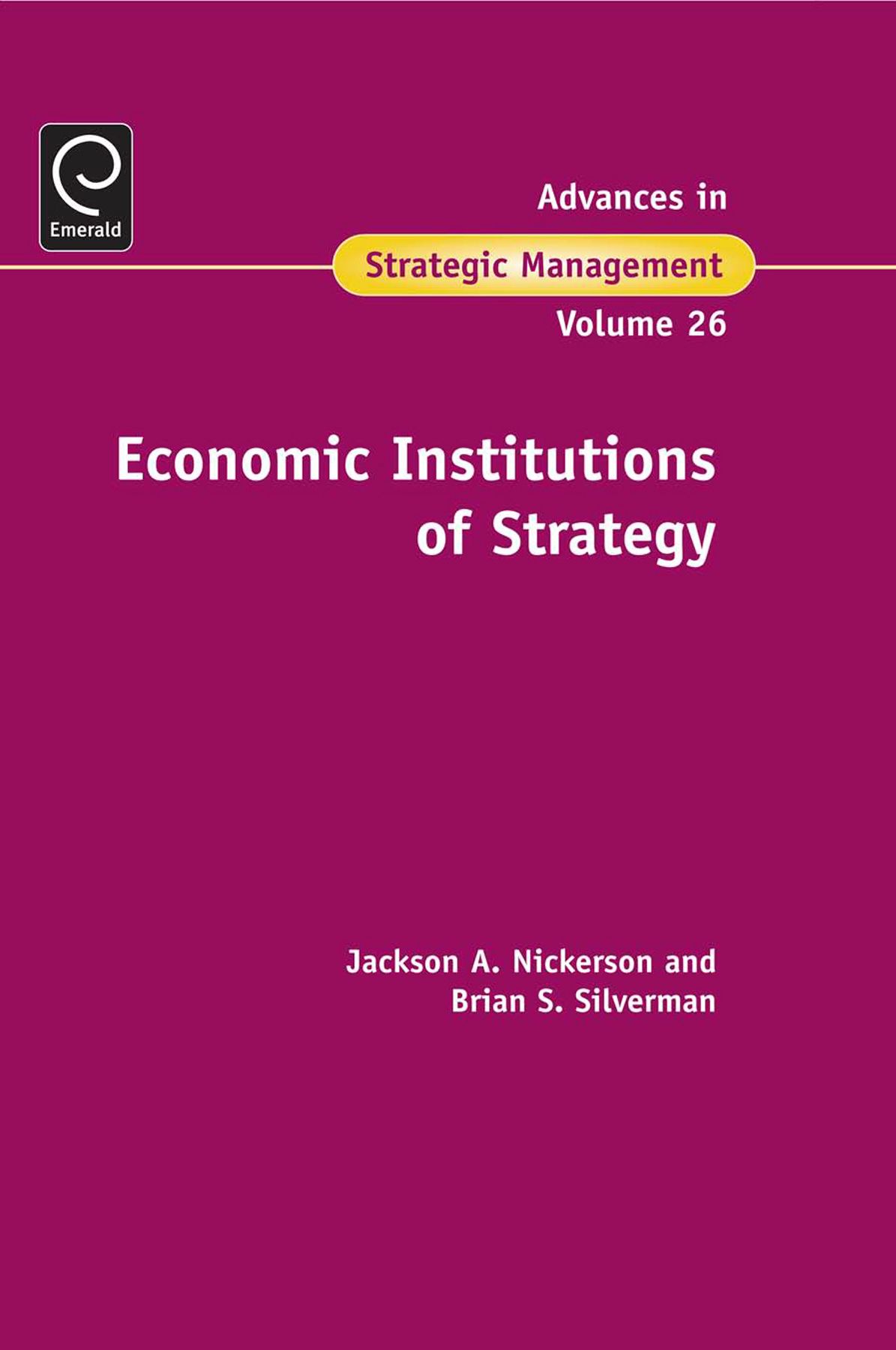 Economic Institutions of Strategy By Jackson Nickerson 9781848554863