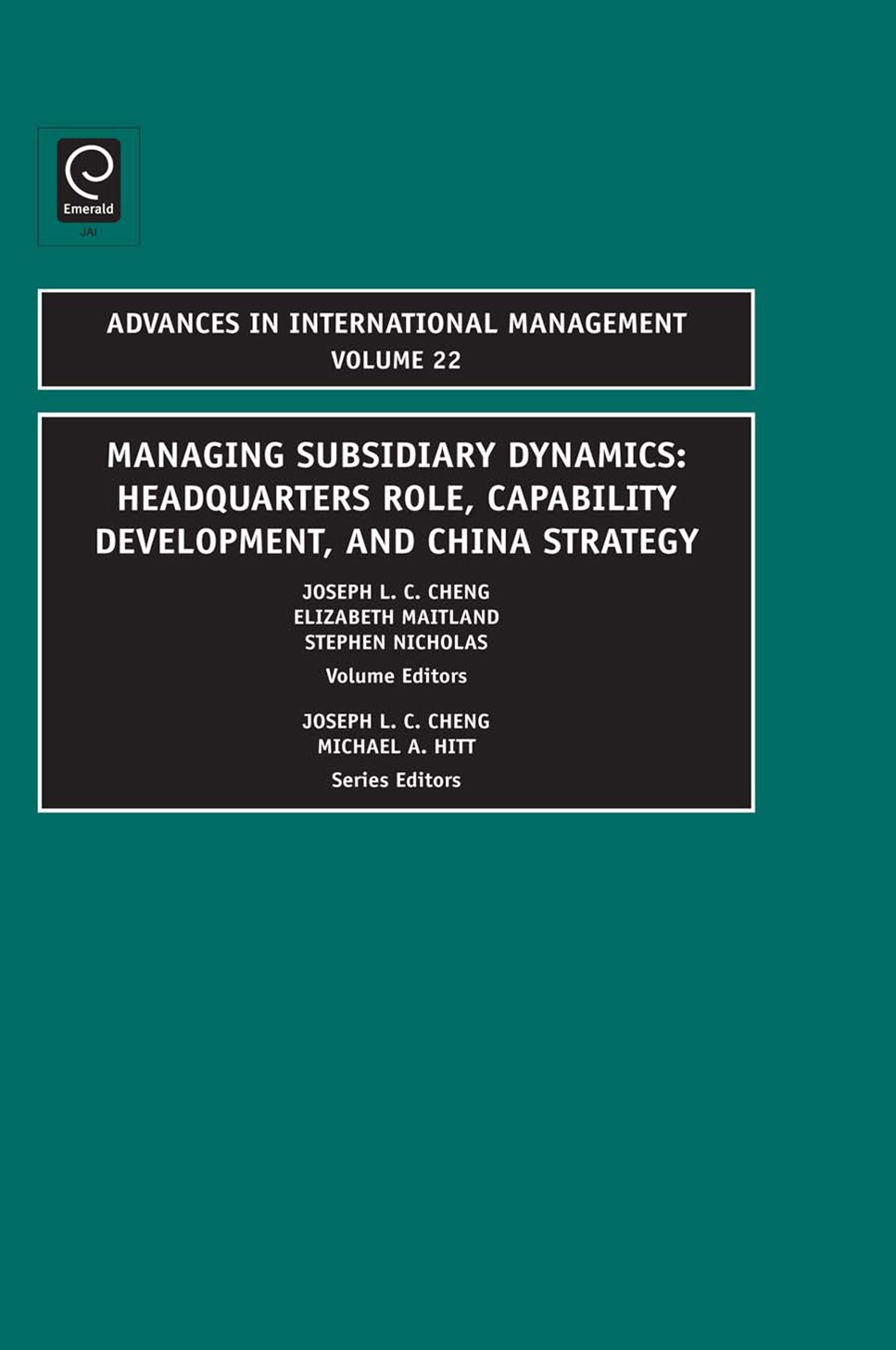 Managing Subsidiary Dynamics By Joseph L.C. Cheng 9781848556669