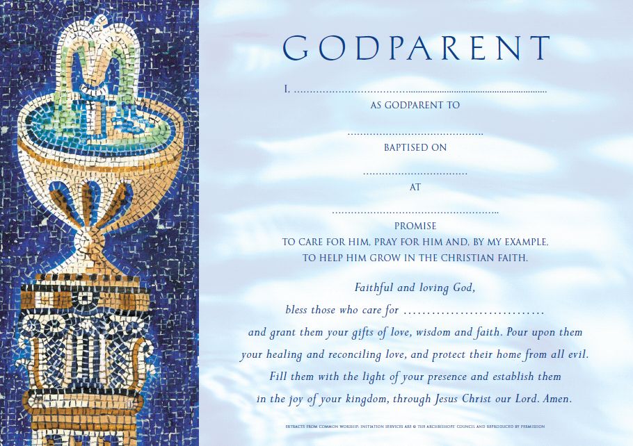 Godparent Certificates Boy Traditional (pack of 20) 9781853114069