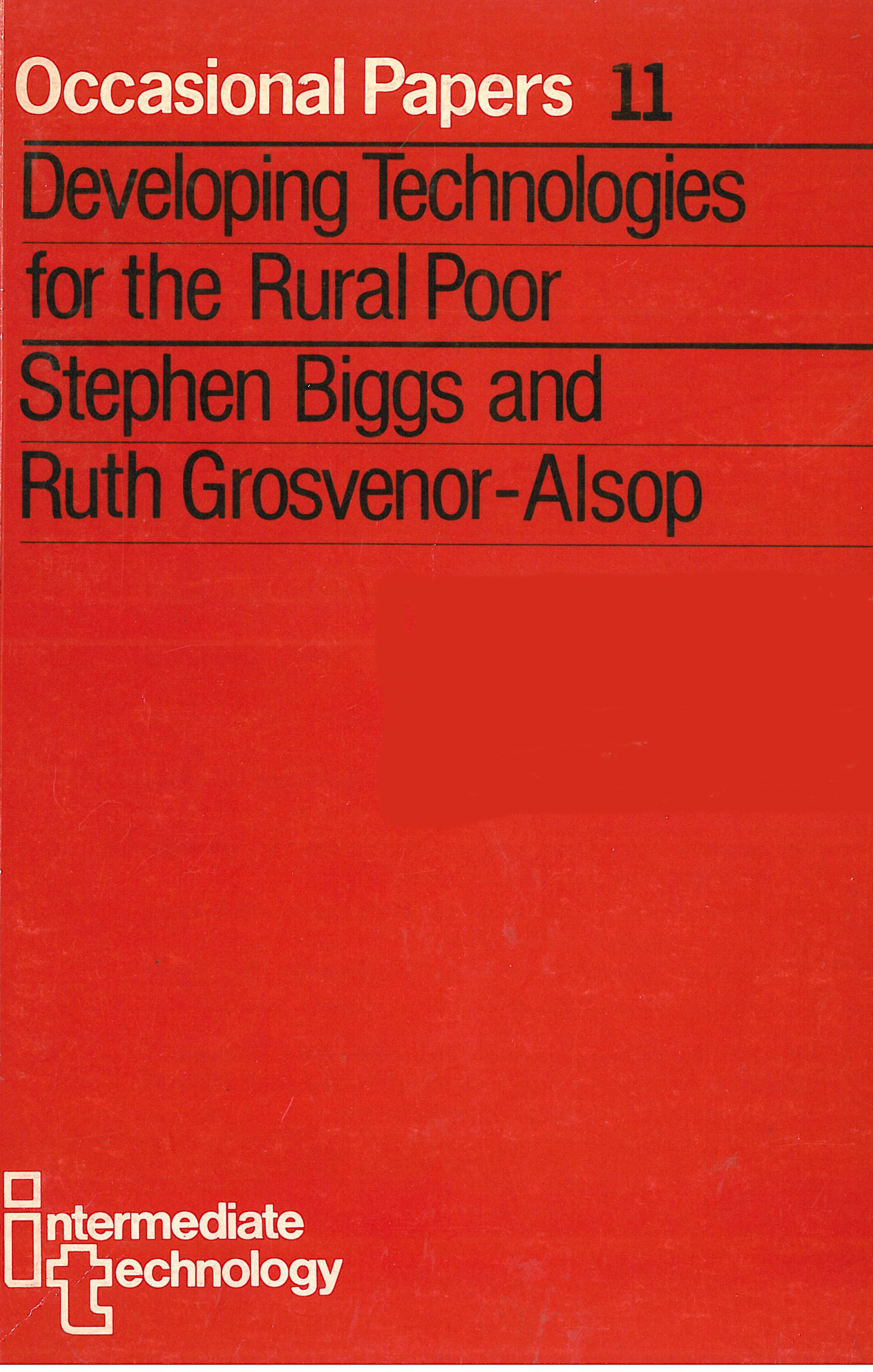 Developing Technologies for the Rural Poor By Stephen Biggs