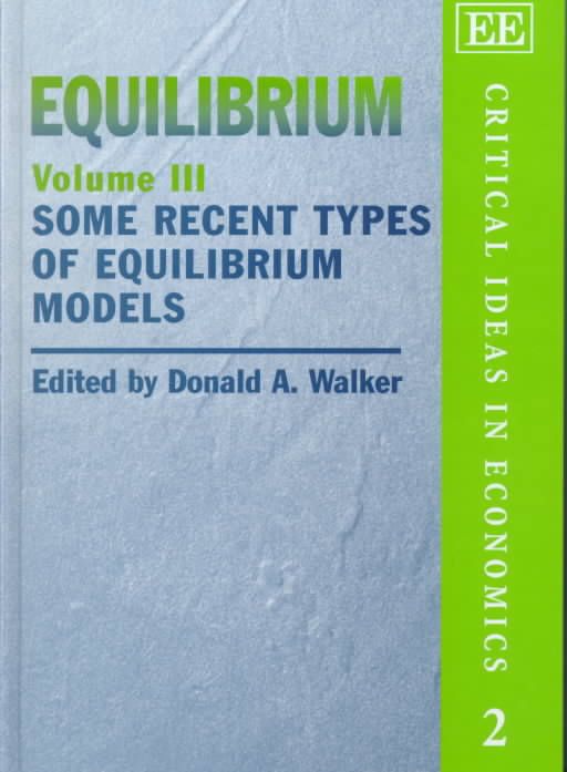 Equilibrium By Donald A. Walker 9781858989280 (Hardback)