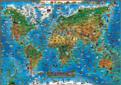 Animals of the World Kids Wall Map Laminated 9781905502059