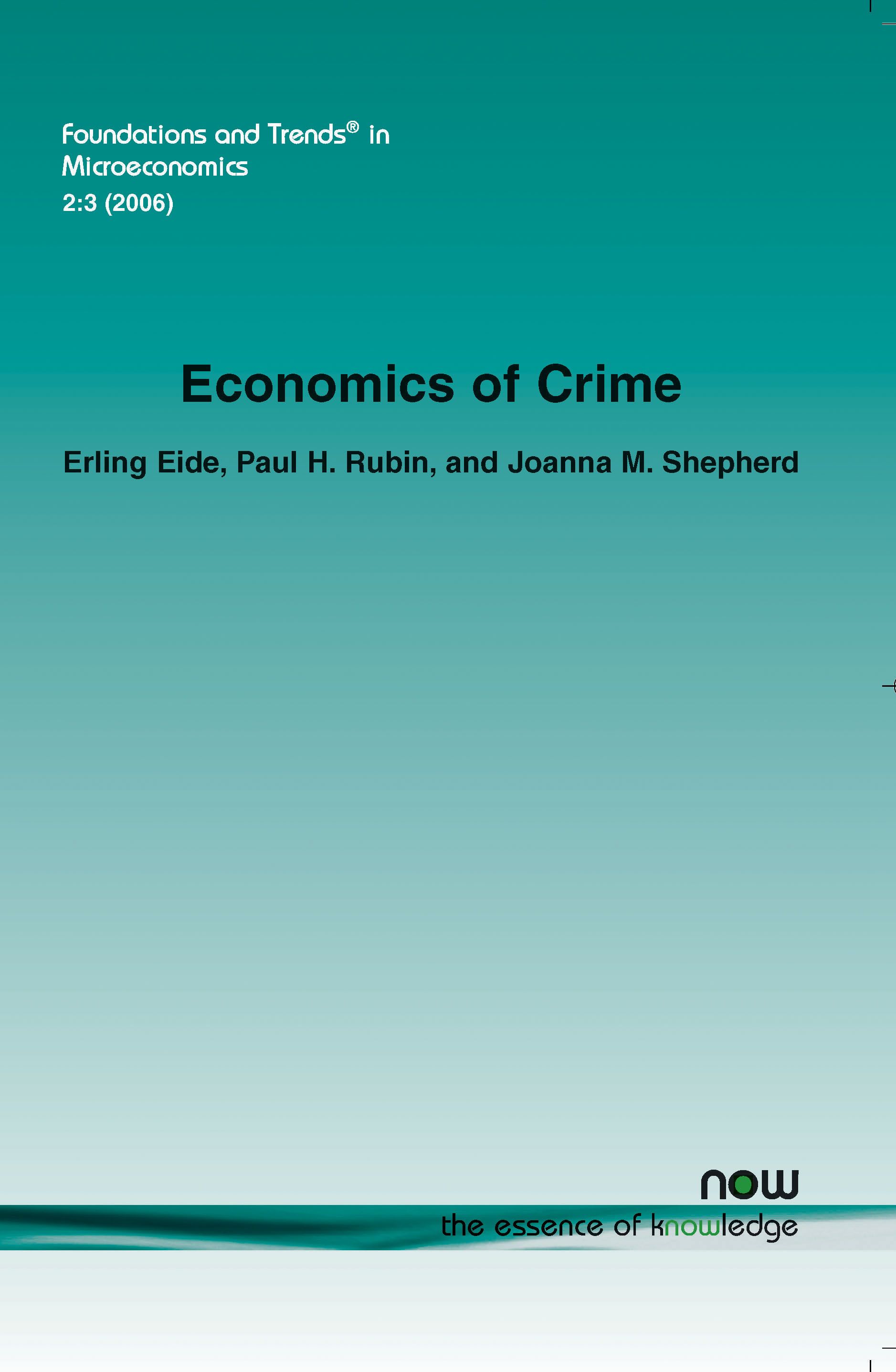 Economics of Crime By Erling Eide 9781933019482 (Paperback)