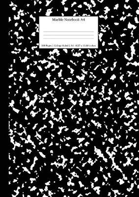 Marble Notebook A4: Black Marble College Ruled Journal 9781989387757