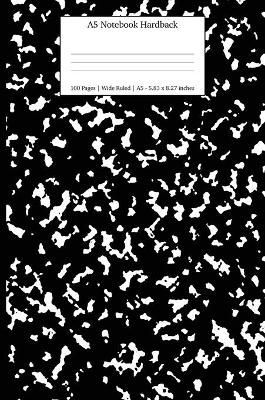 A5 Notebook Hardback: Black Marble Wide Rule Journal 9781989790793