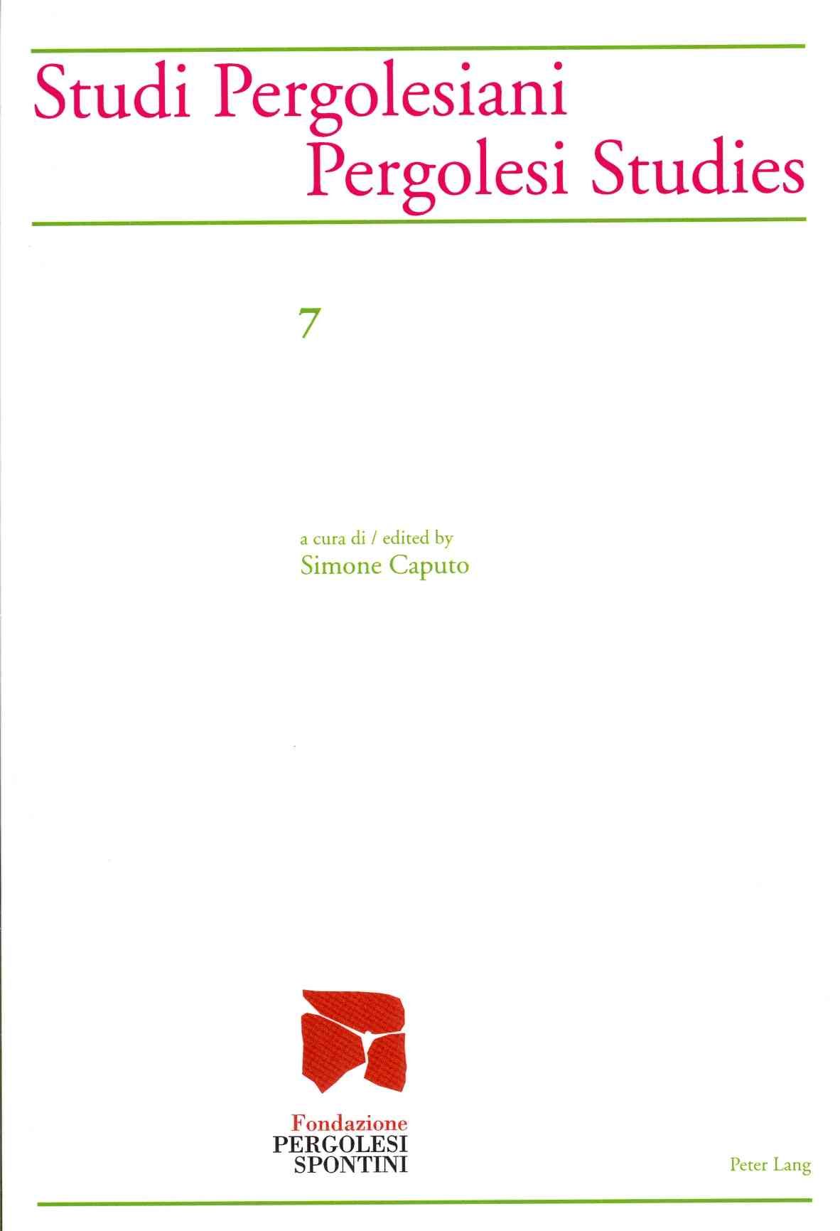 Studi Pergolesiani- Pergolesi Studies By Simone Caputo (editor)