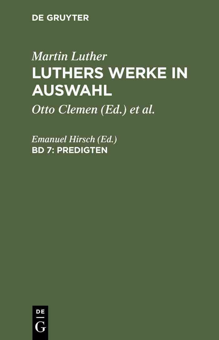 Predigten By Hirsch, Emanuel 9783110056112 (Hardback)