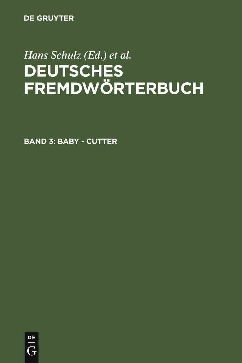 Baby - Cutter By Schulz, Hans 9783110157413 (Hardback)