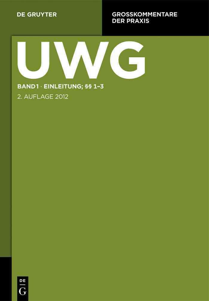 Einleitung; §§ 1-3 9783110278231 (Hardback)