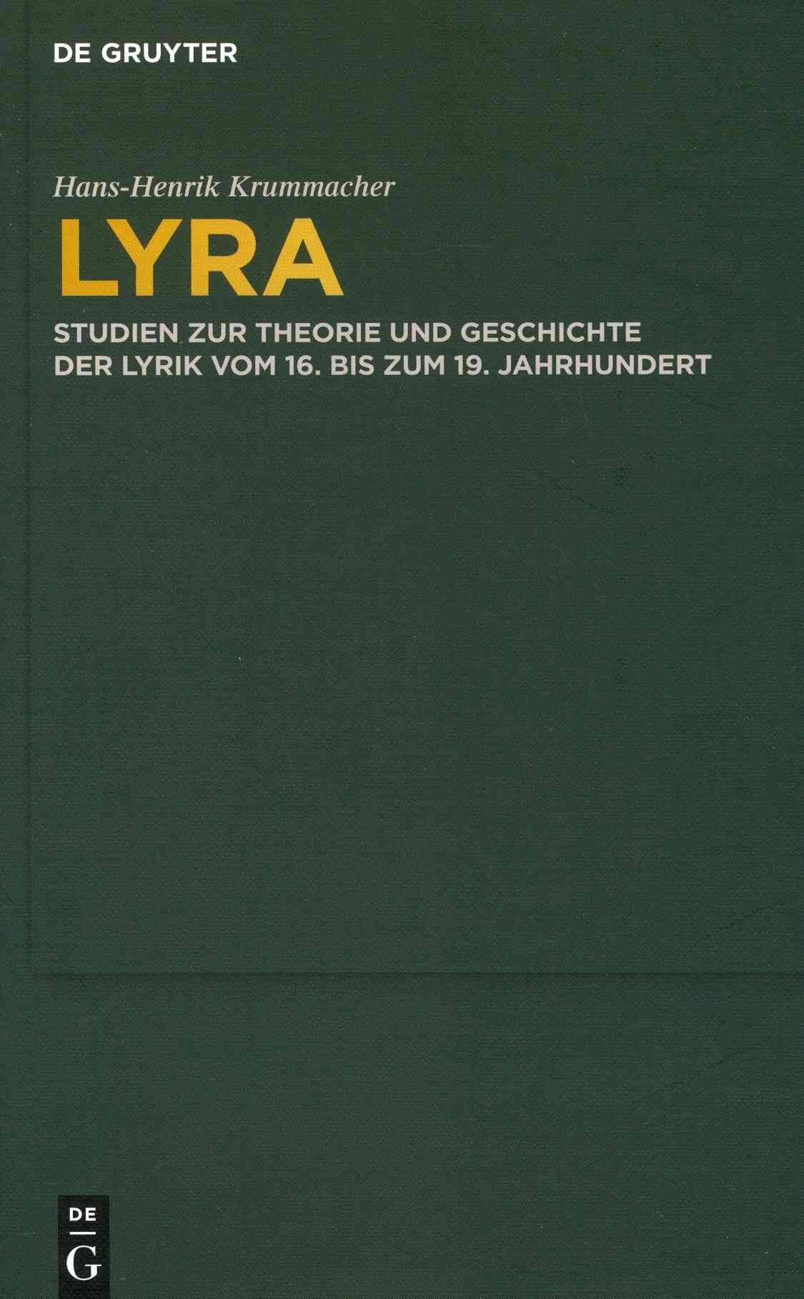 Lyra By Hans-Henrik Krummacher 9783110318357 (Hardback)