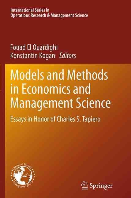 Models and Methods in Economics and Management Science 9783319375052