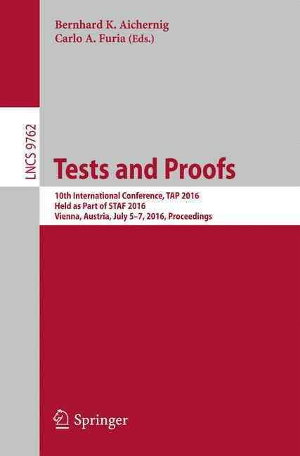 Tests and Proofs 9783319411347 (Paperback)