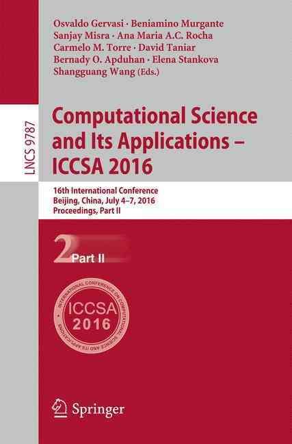 Computational Science and Its Applications - ICCSA 2016 Part II