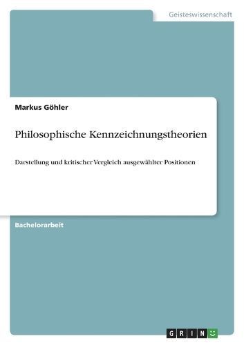 Philosophische Kennzeichnungstheorien By Göhler 9783346887894