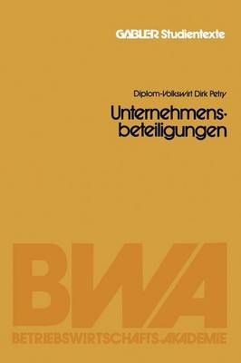 Unternehmensbeteiligungen By Dirk Petry 9783409017275 (Paperback)