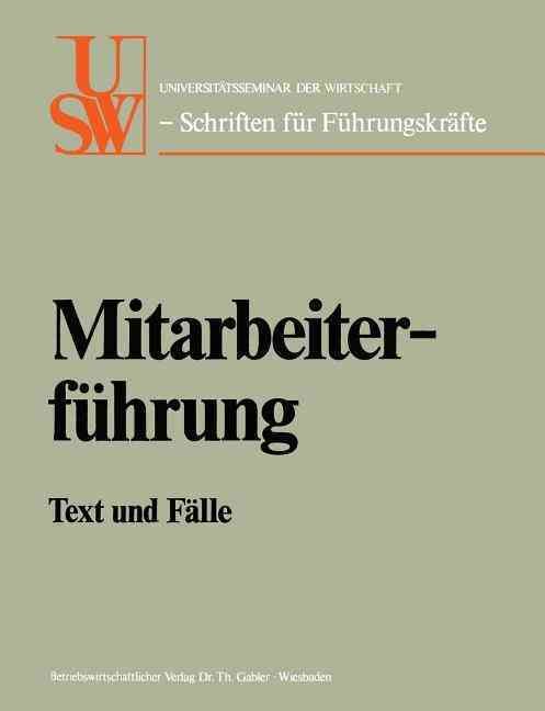 Mitarbeiterführung By Horst Albach 9783409873918 (Paperback)