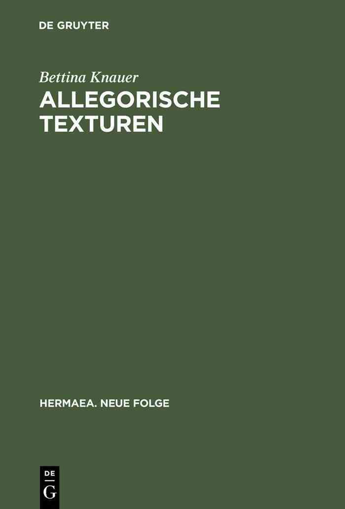 Allegorische Texturen By Knauer, Bettina 9783484150775 (Hardback)