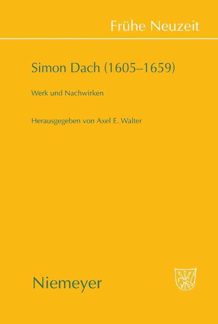 Simon Dach (1605-1659) By Walter, Axel E. 9783484366268 (Hardback)