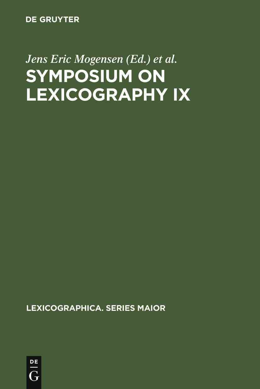 Symposium on Lexicography IX By Mogensen, Jens Eric 9783484391031