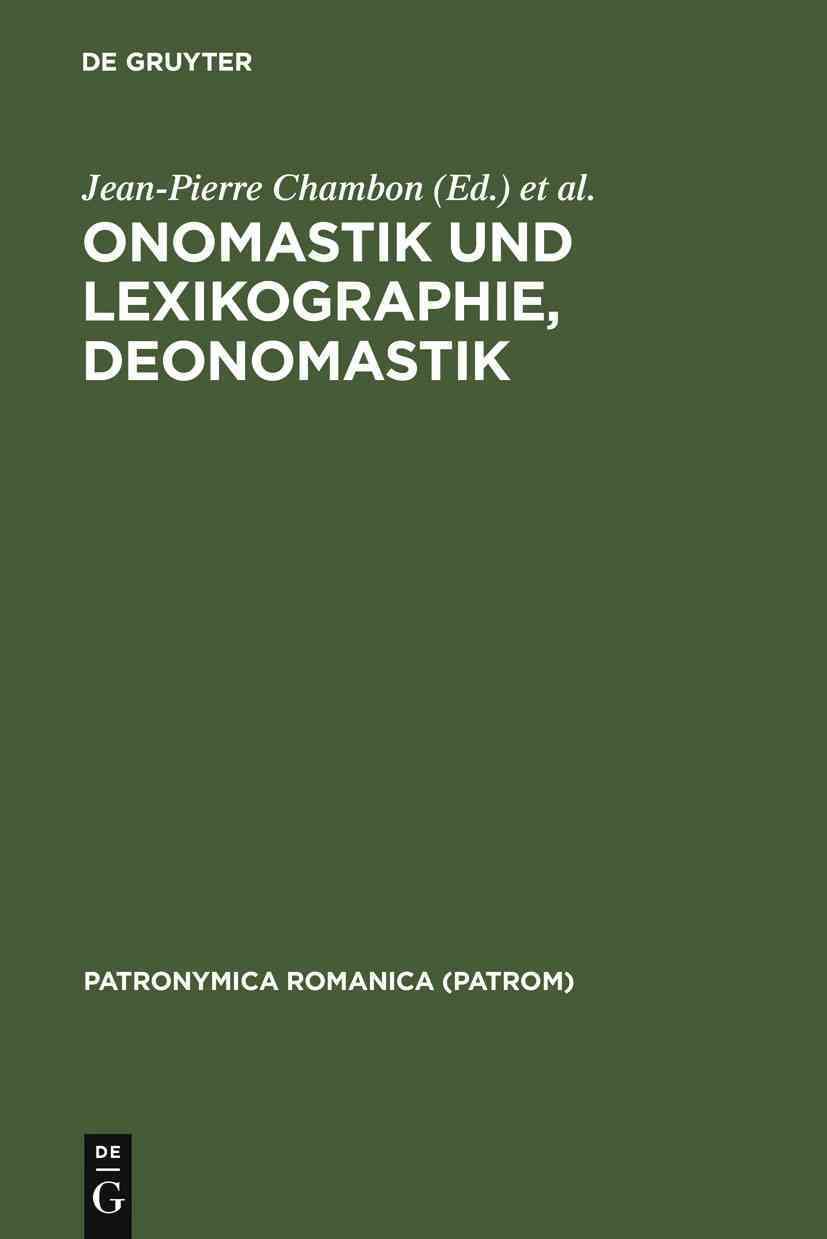 Onomastik und Lexikographie, Deonomastik By Wolfgang Schweickard