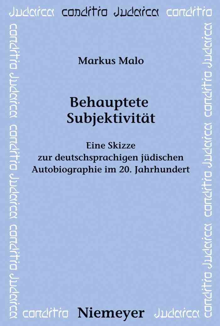 Behauptete Subjektivität By Malo, Markus 9783484651746 (Hardback)