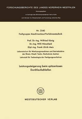 Leistungssteigerung Beim Spitzenlosen Durchlaufschleifen 9783531025407