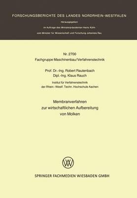 Membranverfahren Zur Wirtschaftlichen Aufbereitung Von Molken