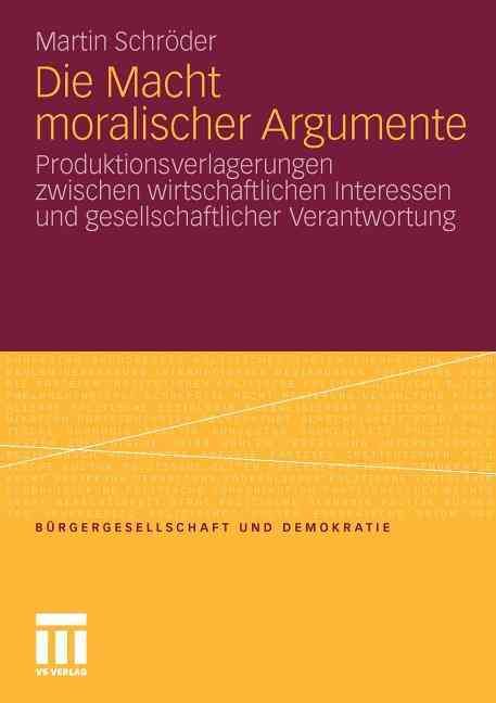 Die Macht Moralischer Argumente By Martin Schröder 9783531180588