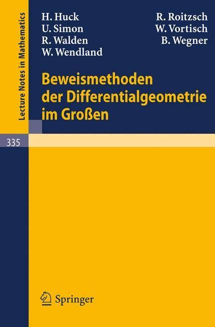 Beweismethoden Der Differentialgeometrie Im Groen 9783540063858
