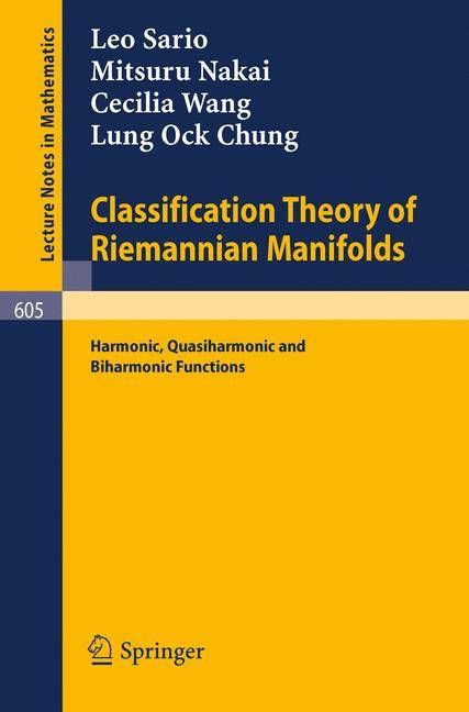 Classification Theory of Riemannian Manifolds 9783540083580