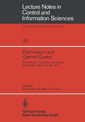 Optimization and Optimal Control 9783540106272 (Paperback)