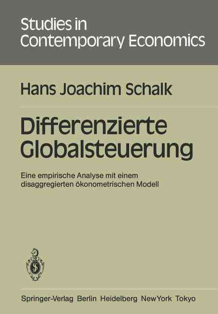 Differenzierte Globalsteuerung By Hans J. Schalk 9783540160458