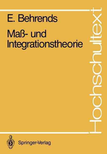 Ma- Und Integrationstheorie By Ehrhard Behrends 9783540178507