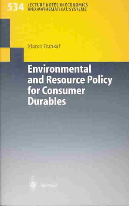 Environmental and Resource Policy for Consumer Durables 9783540205692