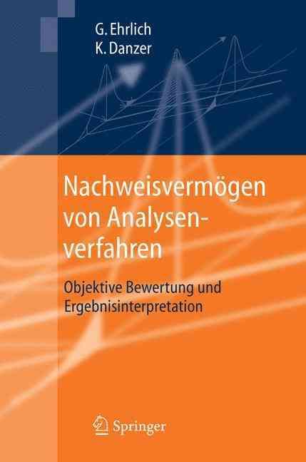 Nachweisvermögen Von Analysenverfahren 9783540284345 (Hardback)