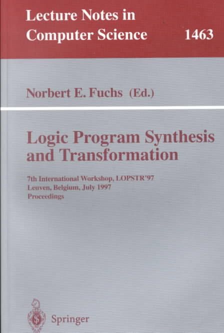 Logic Program Synthesis and Transformation 9783540650744 (Paperback)