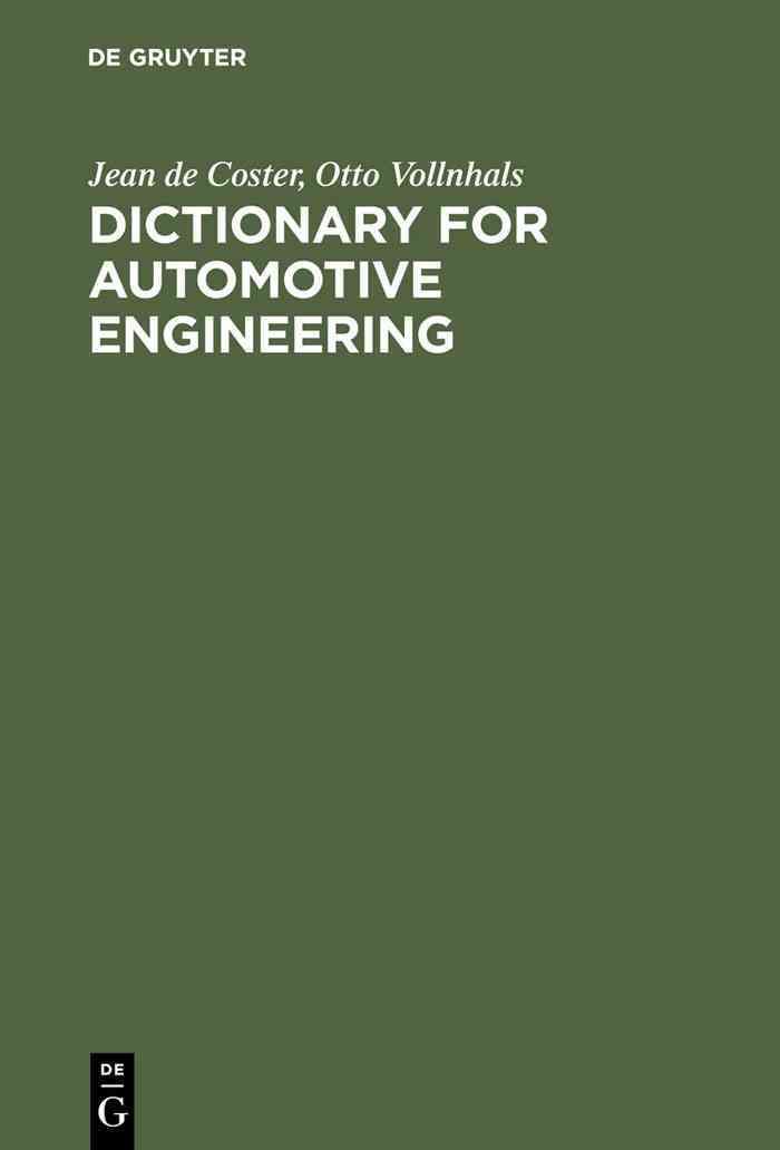 Dictionary for Automotive Engineering By Vollnhals, Otto 9783598116247