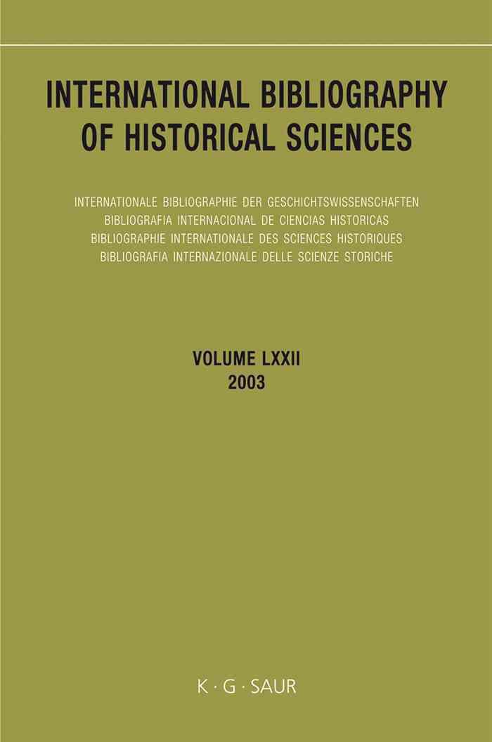 International Bibliography of Historical Sciences, Volume 72